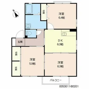 ヴァン・ヴェール B棟【B0201号室】の間取り