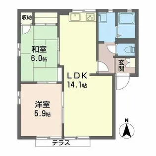 グリーンコートI B棟【B0101号室】の間取り