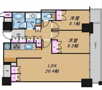シティタワー大阪【19階】の間取り