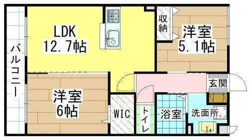 福岡県北九州市小倉北区足立2丁目【マンション】の間取り
