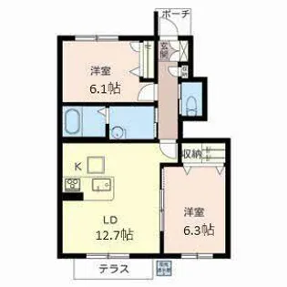 グランコンフォール【B102号室】の間取り