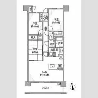 バンベール植田ヒルズ2号棟【5階】の間取り