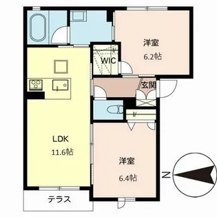 Villa 花水木【0101号室】の間取り