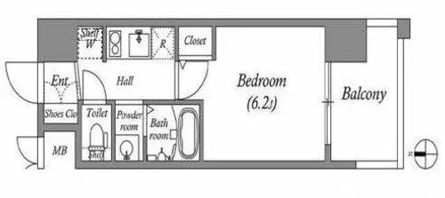 エステムコート難波Ⅶビヨンド【6階】の間取り
