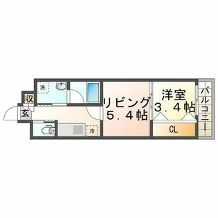 西宮北口プライマリーワン ガーデンテラス【509号室】の間取り