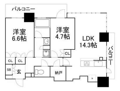 ブランズタワー・ウェリス心斎橋NORTH【14階】の間取り