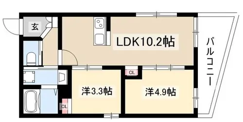 HIBI【102号室】の間取り