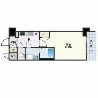 エスリードザ・カレント大阪【5階】の間取り