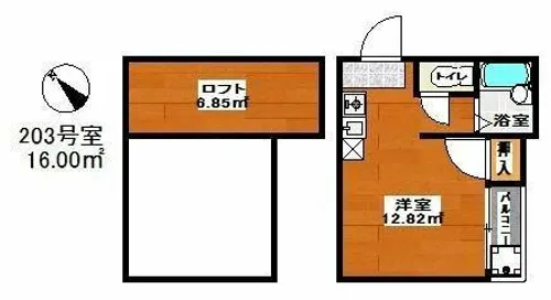 パプリカ渡辺通【203号室】の間取り