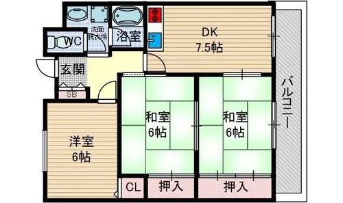 サンハイツ沢良宜西【2階】の間取り