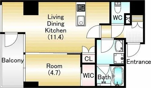 Fortunato扇町【9階】の間取り