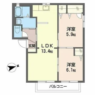 ヴィラ・ライスシャワーB【B101号室】の間取り