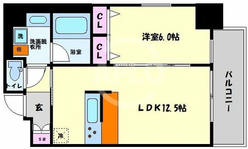ラクラス本町東【6階】の間取り