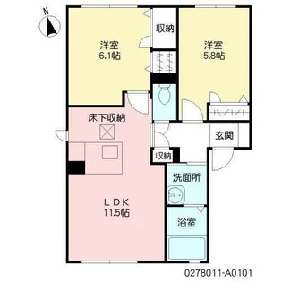メゾン・シャレマレーア A棟【A0101号室】の間取り