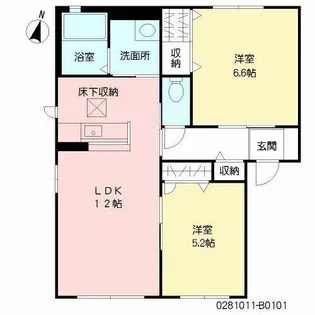 シャーメゾン・ヴァン B棟【B0101号室】の間取り
