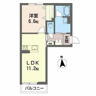 ベレオ西町【1階】の間取り