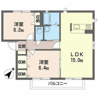 レクレドール西舞子【0205号室】の間取り