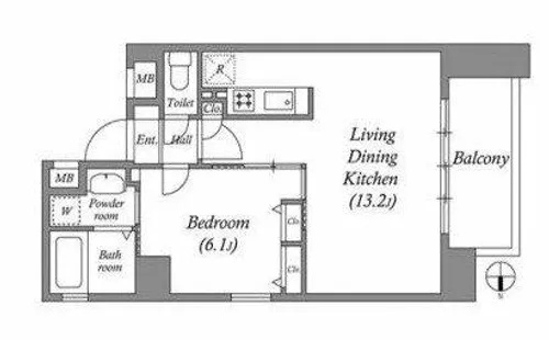 ベルフェリーク天満橋【13階】の間取り