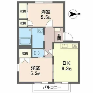 ハイツ カネミツ【0202号室】の間取り