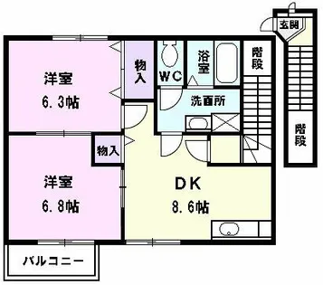 T’Sスクエア【203号室】の間取り