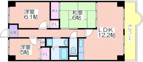 ラ・ベル住之江公園【403号室】の間取り
