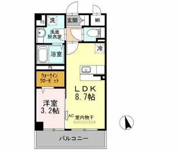 コンフォールパピヨン【1階】の間取り