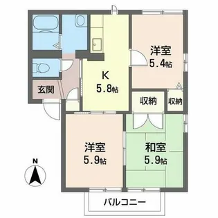 ディアス甲栄台A【A202号室】の間取り
