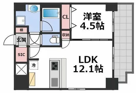 スプランディッド阿倍野【12階】の間取り