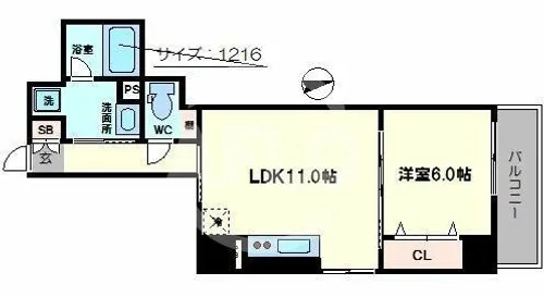 ディオスカーボ難波【9階】の間取り