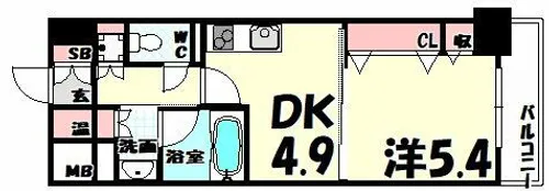 レジディア神戸磯上【9階】の間取り