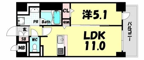 グランビスタ新神戸【4階】の間取り