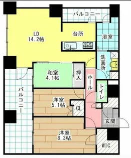 MOJI MID AIR【15階】の間取り