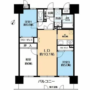 ライオンズマンション明石田町【7階】の間取り
