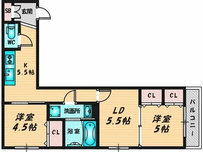 ルクレール大蓮Ⅱ【2階】の間取り