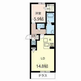 コンフォート蛍池【0106号室】の間取り