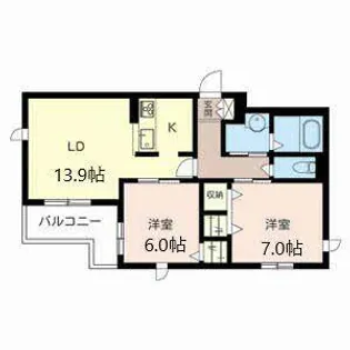 プルミエ中桜塚【0303号室】の間取り