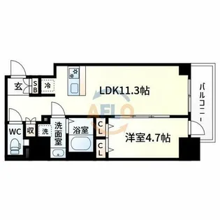 コンフォリア・リヴ新大阪WEST【13階】の間取り