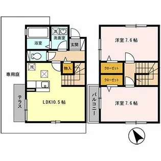 セジュール姫島【1階】の間取り