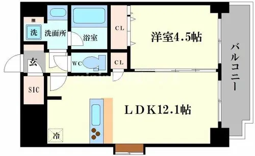 スプランディッド阿倍野【14階】の間取り