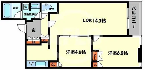 サンクタスタワー心斎橋ミラノグランデ【4階】の間取り