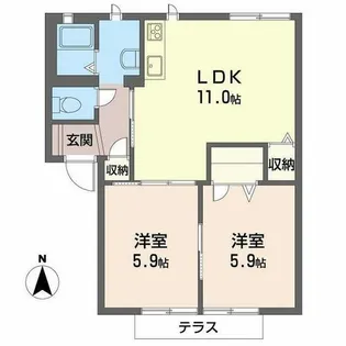 ベルコート【0102号室】の間取り