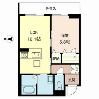 シャーメゾンFUJIMOTO【0102号室】の間取り