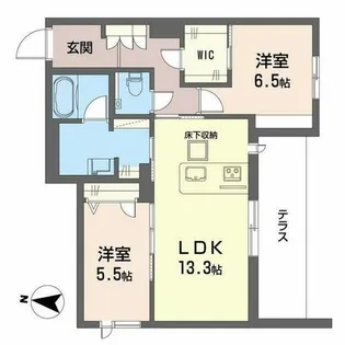 シャーメゾン サンティエルジュ【0103号室】の間取り
