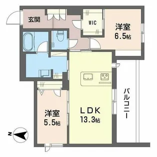 シャーメゾン サンティエルジュ【0203号室】の間取り