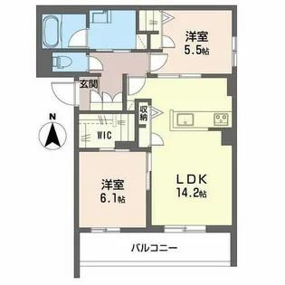 シャーメゾン ソルコート 上中条【2階】の間取り