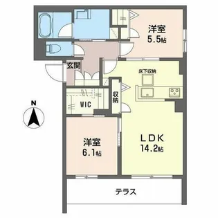 シャーメゾン ソルコート 上中条【1階】の間取り