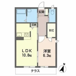 ラフィネHANA B棟【B101号室】の間取り