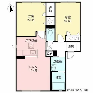 ヴェルドミールK A棟【1階】の間取り