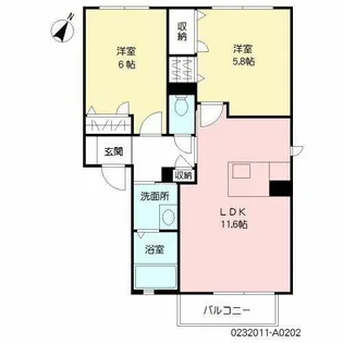 ヴィラシャーメゾン行橋 セコンド【A0202号室】の間取り