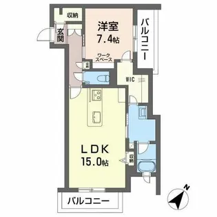 HIGH LINE PARK(ハイラインパーク)B棟【4階】の間取り